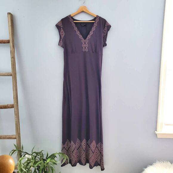 BCBGMaxAzria Purple Short Sleeve Aztec Pattern Tee Dress XL - Picture 1 of 9
